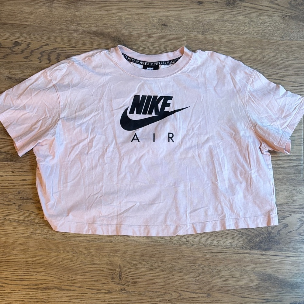 Nike Pink Cropped 'Air' Logo Short Sleeve Tee